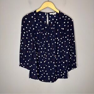 Serein navy polka dot 3/4 sleeve blouse